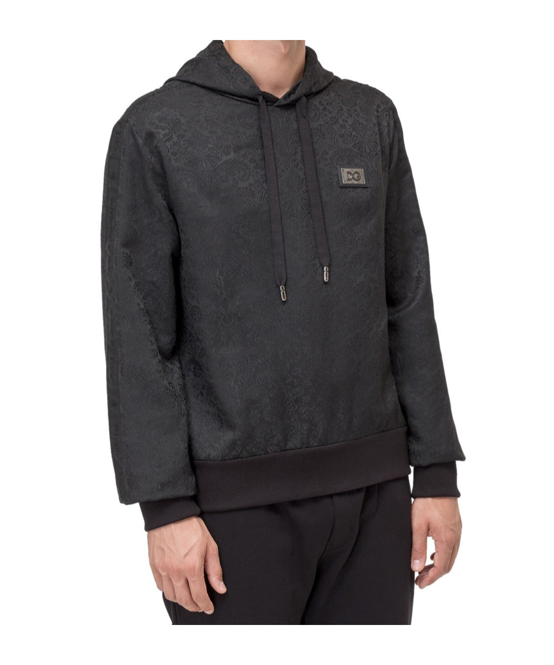 Dolce & Gabbana Long-sleeved Hooded Hoodie In Black