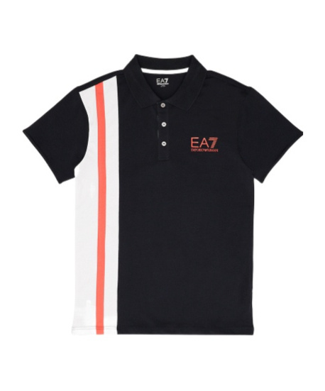 Ea7 Polo Shirt With Lapel Short Sleeve In Black