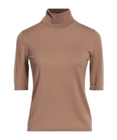 Max Mara Solidcolor Shortsleeve Knit Top In Brown