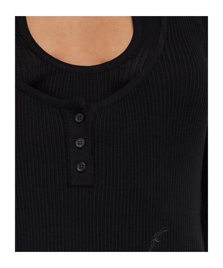 Ferragamo Top With Rippled Neckline In Black