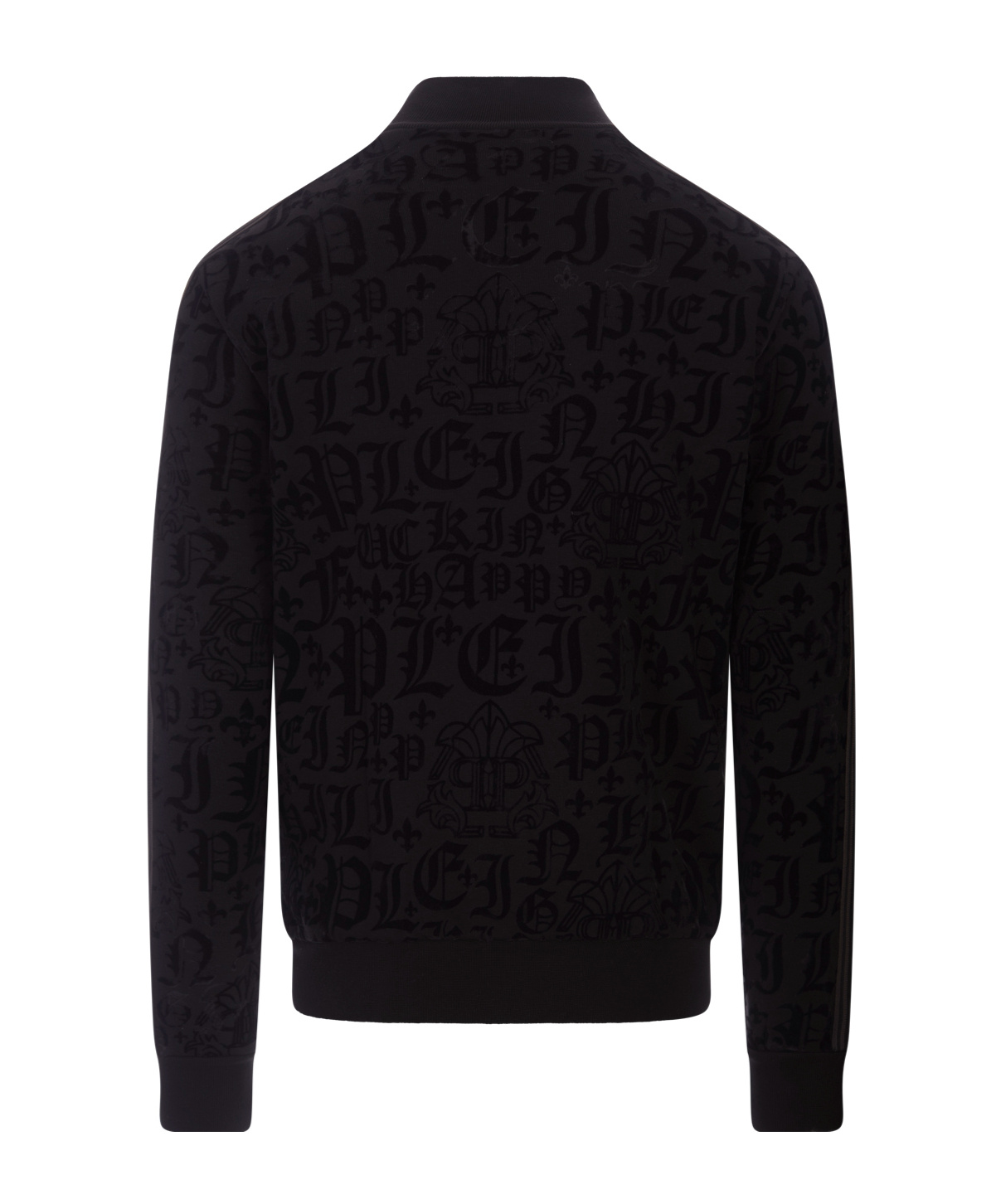 Philipp Plein Gothic-print Side-stripe Sport Jacket In Black