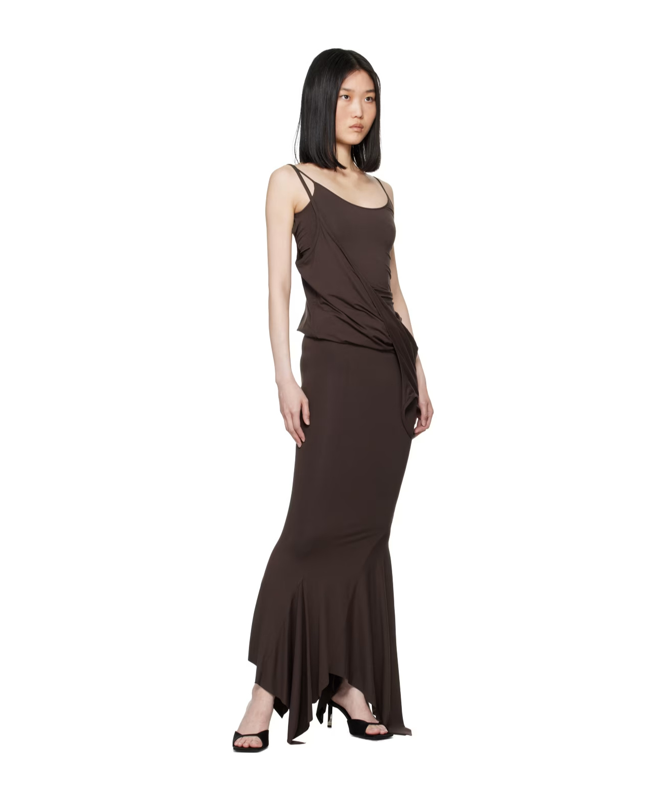 Shop Attico Layered Midi Dress In Black