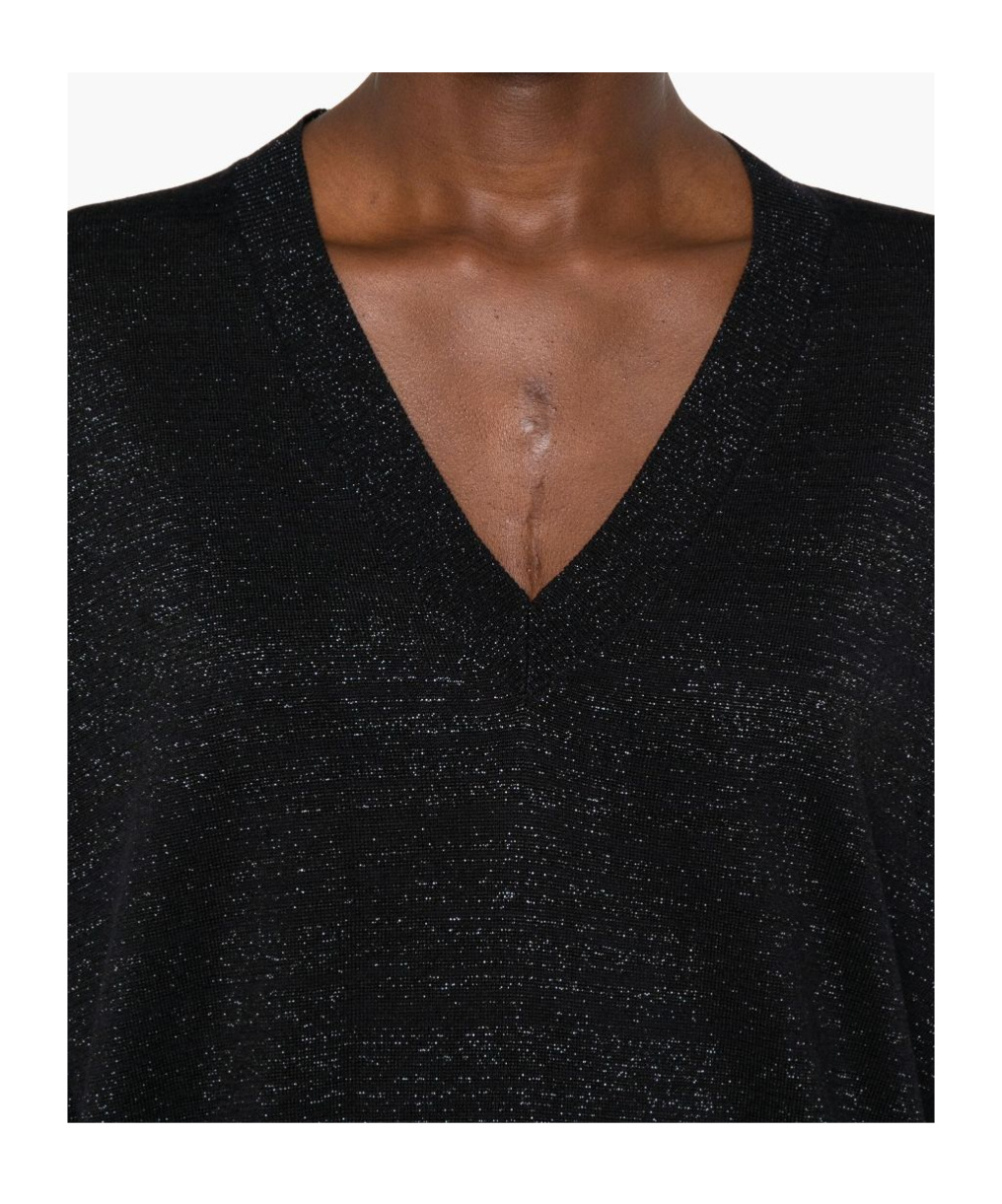 Fabiana Filippi Linen Blend V-necked Sweater In Night Blue