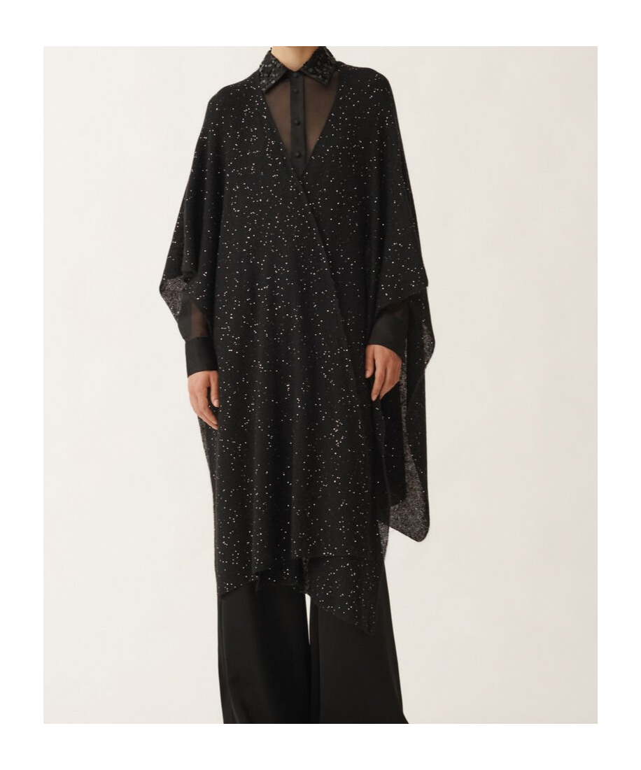 Fabiana Filippi Embroidered Sequin Cape In Black