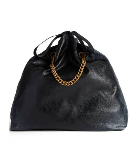 Balenciaga Medium Leather Crush Tote Bag In Black
