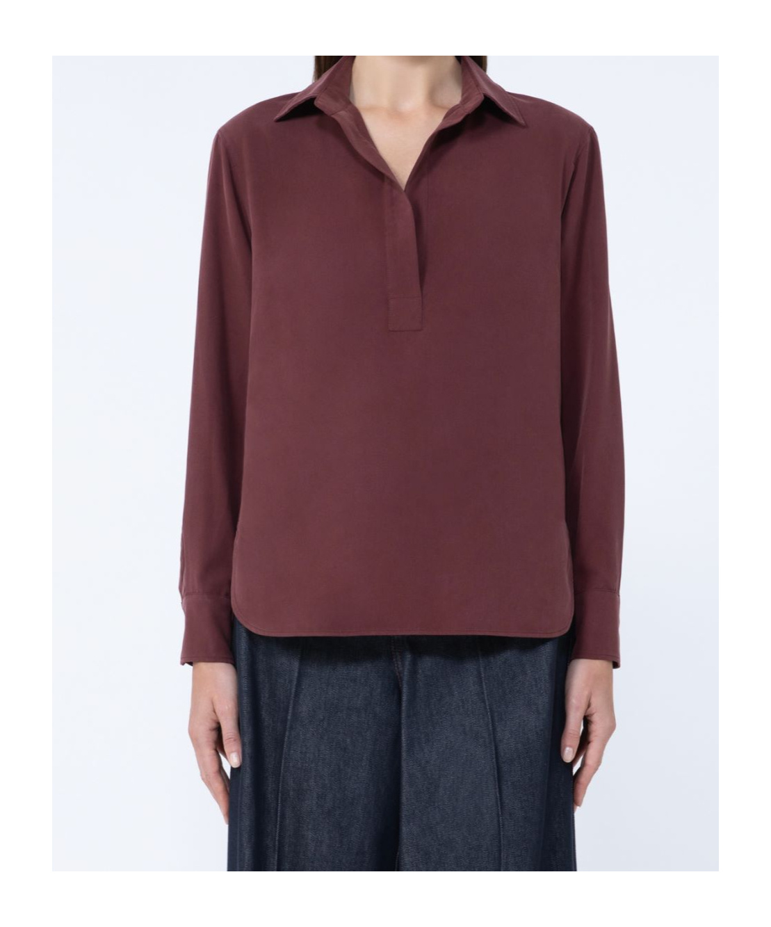 Max Mara Silk Canvas Shirt In Burgundy