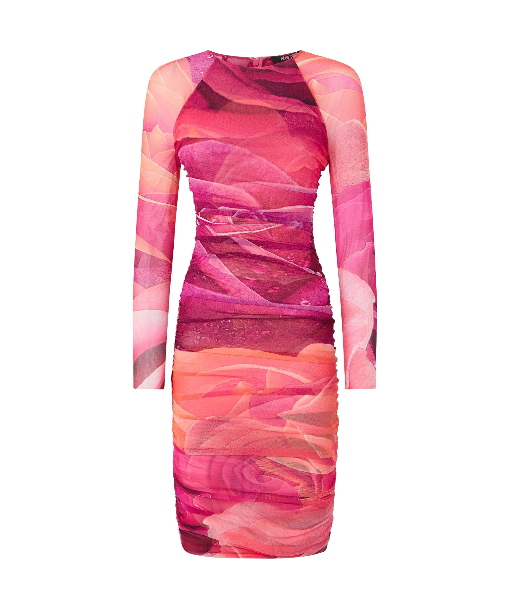 ROBERTO CAVALLI ROSE-PRINT MIDI DRESS