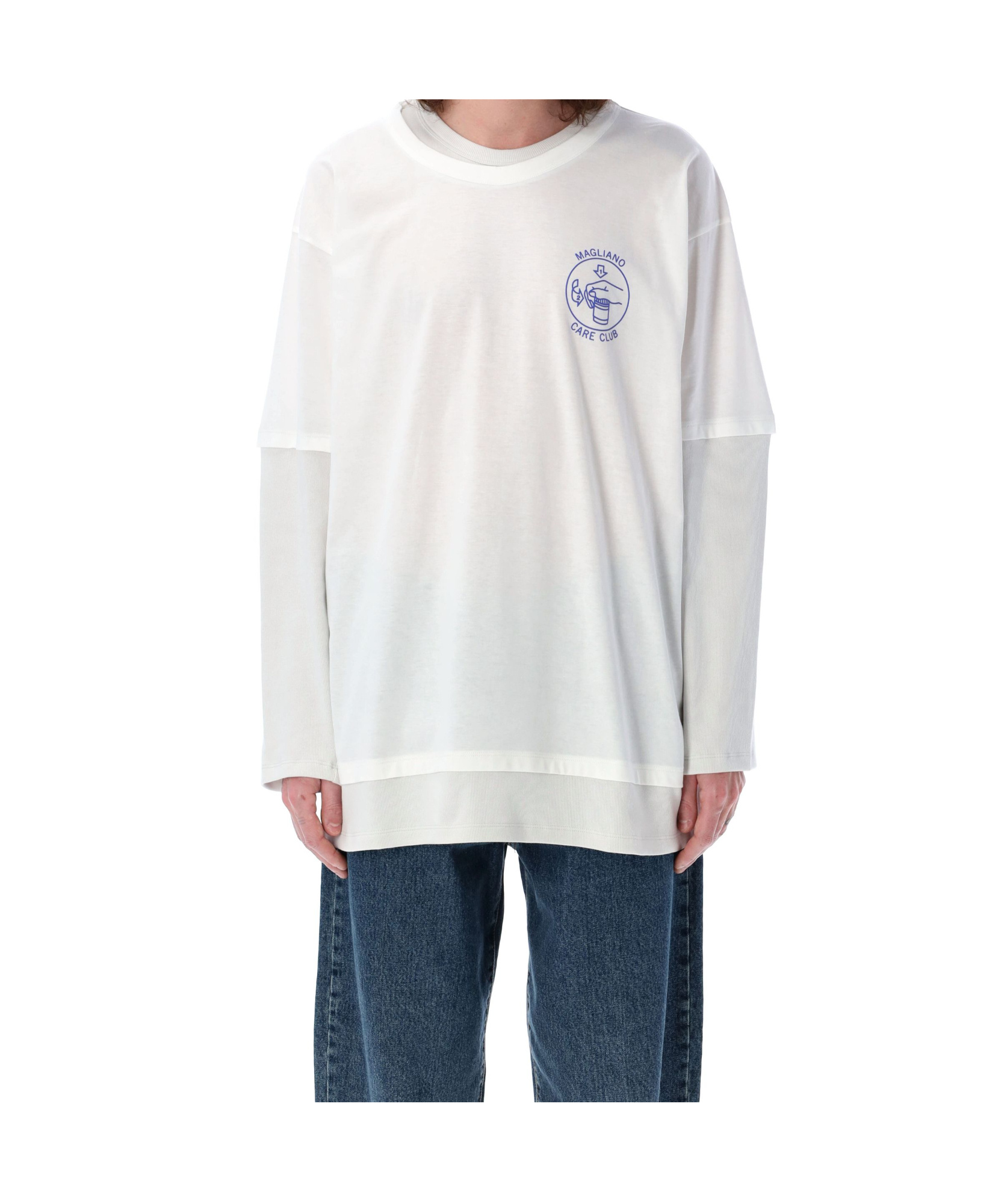 Magliano Double-layer Long-sleeved T-shirt In White