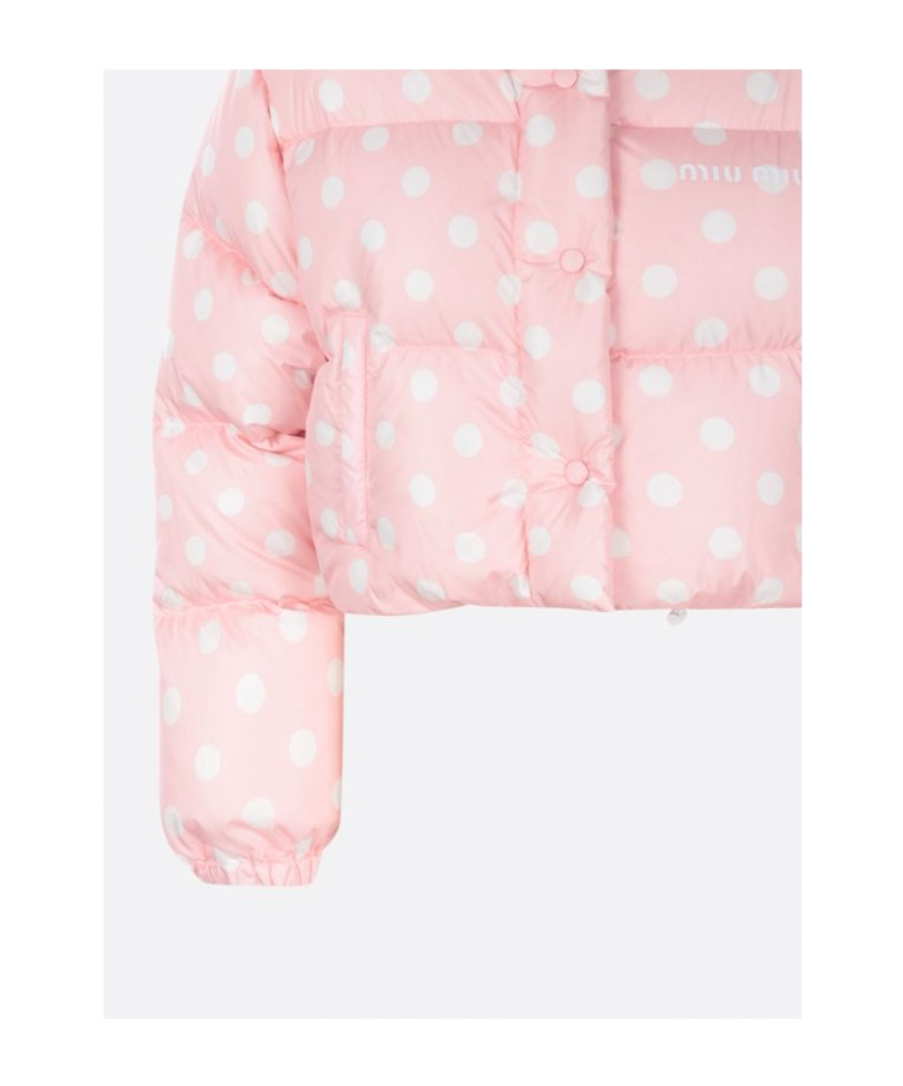 Miu Miu Polka-dot Cropped Puffer Jacket In Pink