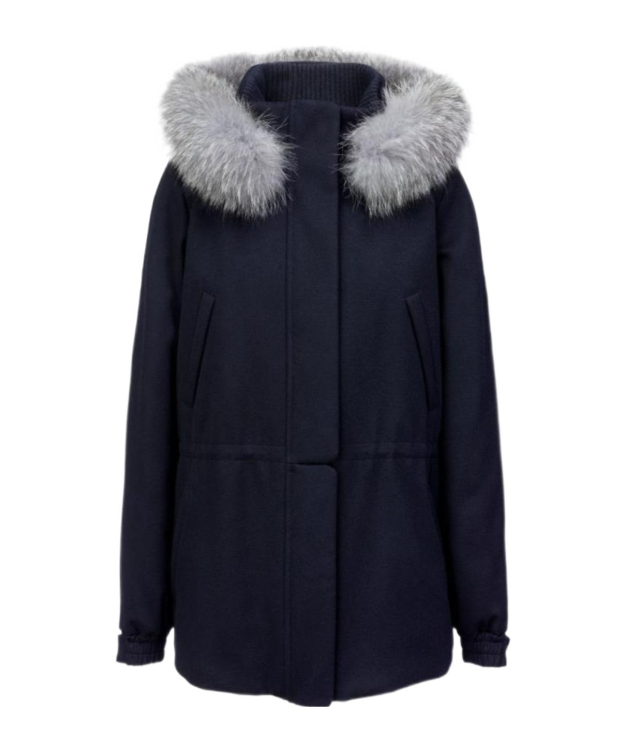 Loro Piana Icery Hooded Short Jacket In Navy Blue
