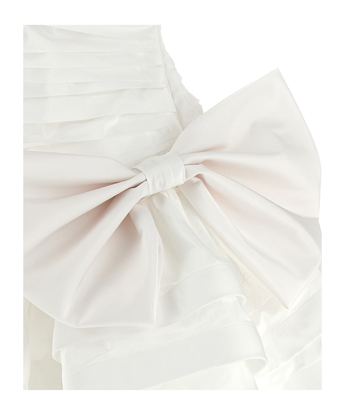 Alessandra Rich Taffeta Ruffled Bows Mini Dress In White