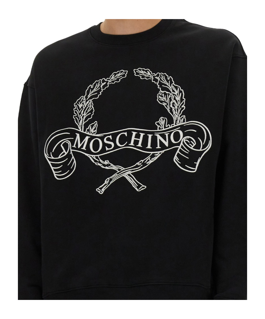 Moschino Sweatshirt With Laurel Crown Logo Embroidery In Black
