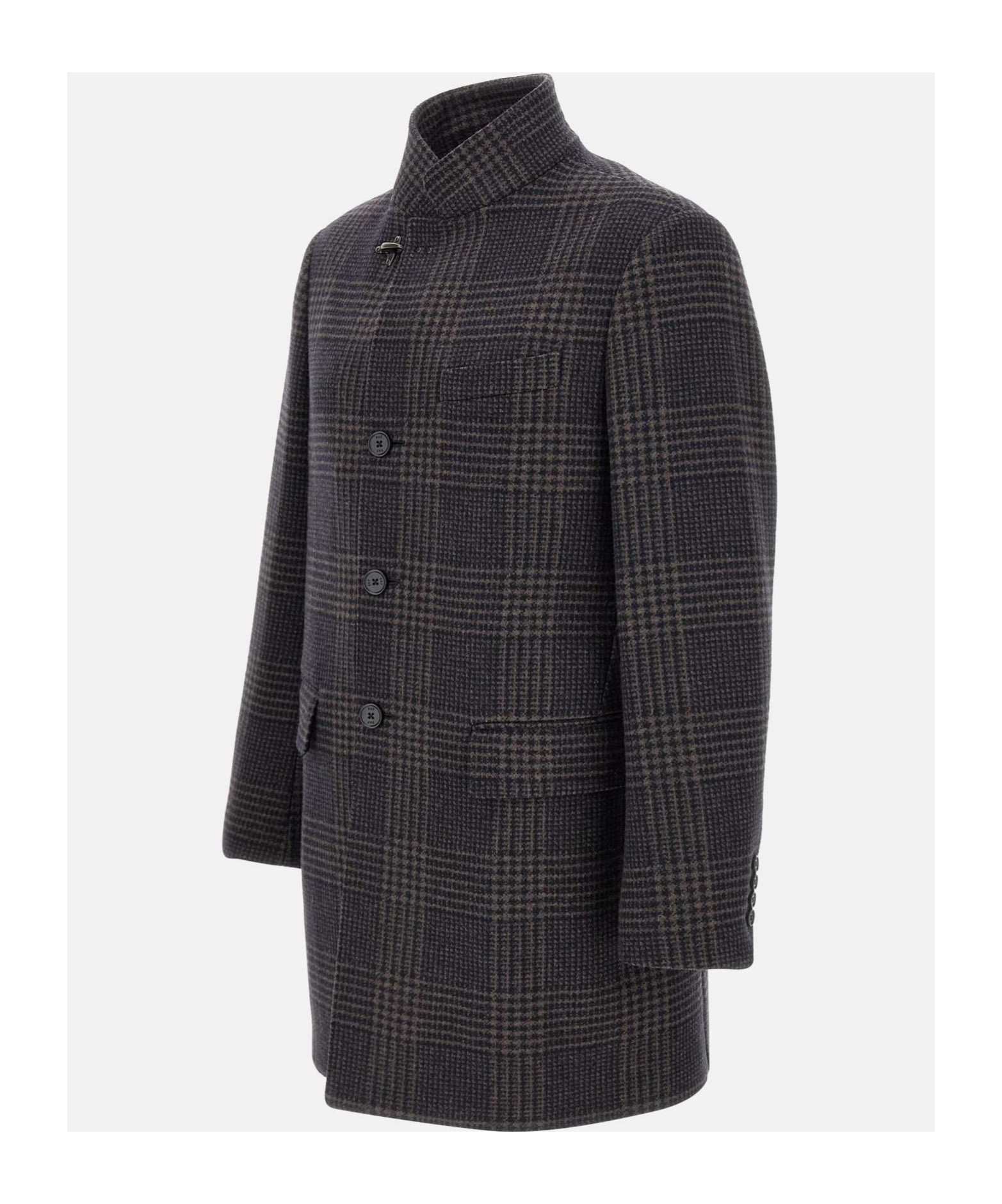 Fay Tartan Coat In Black
