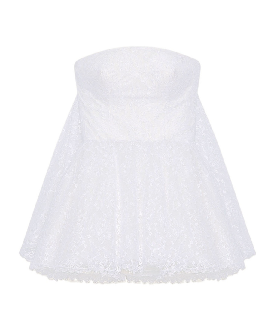 Givenchy Bustier Cape Back Dress In Lace In White