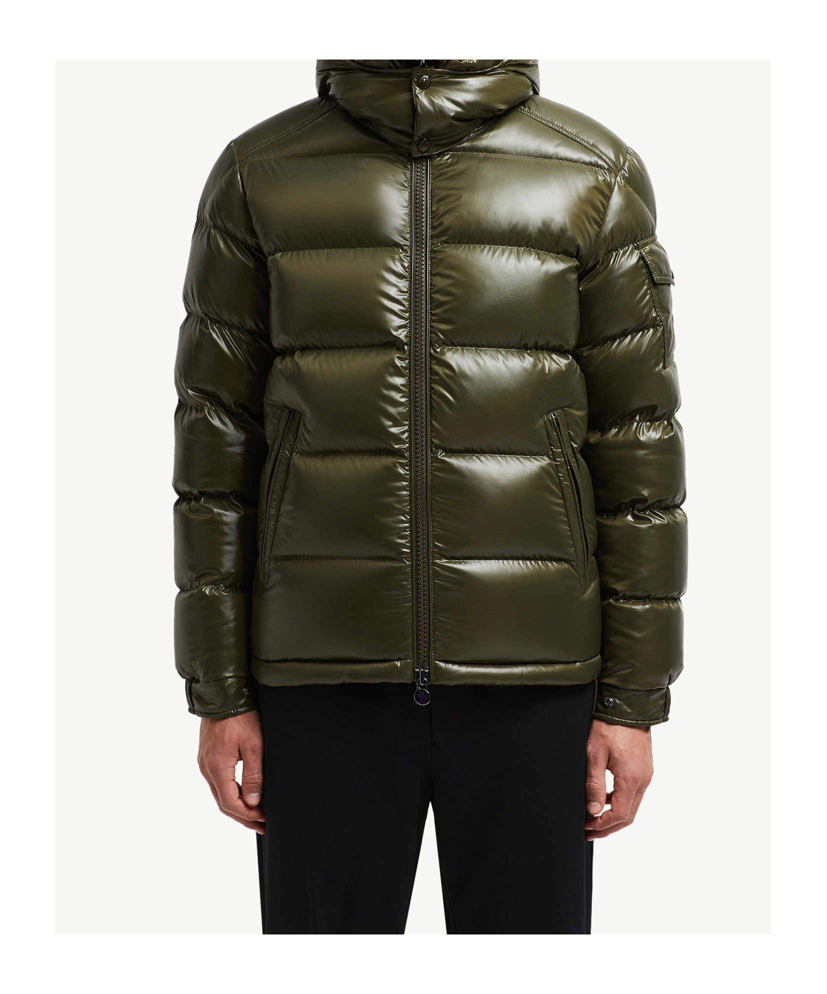 Moncler Maya Hooded Short Down Jacket In Green