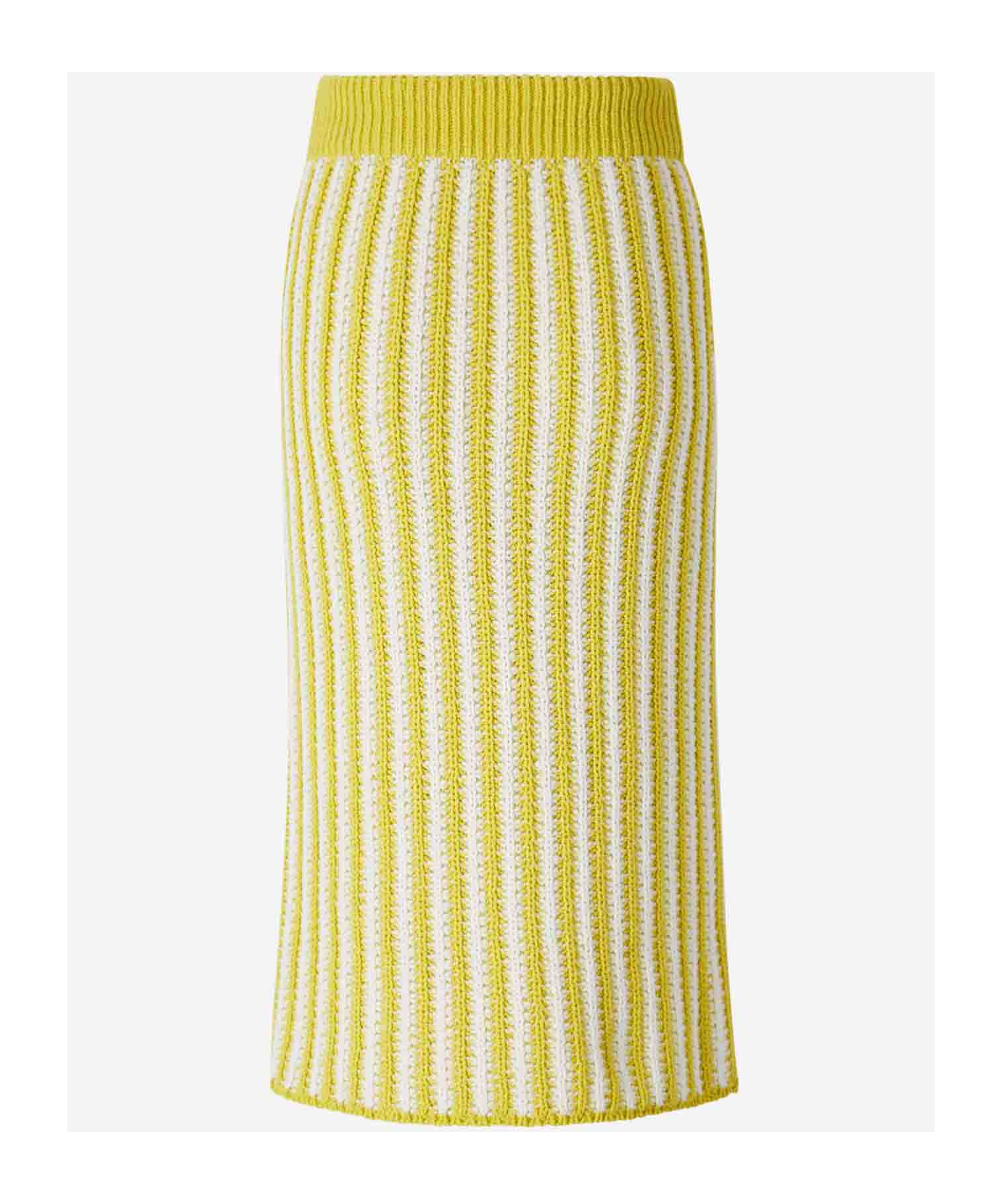 Shop Fabiana Filippi Striped Knitted Drawstring Midi Skirt In Yellow