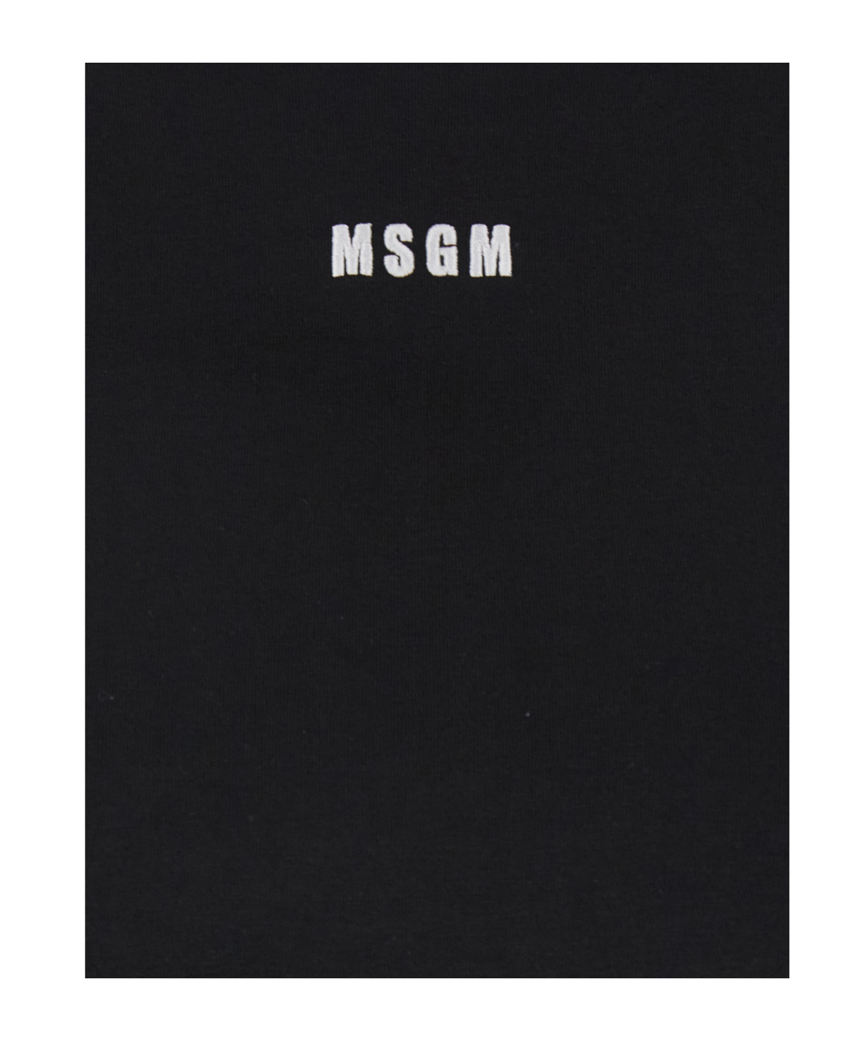 Msgm Black T-shirt With Embroidered Logo On The Front And Contrasting Edges In Cotton Woman In Black
