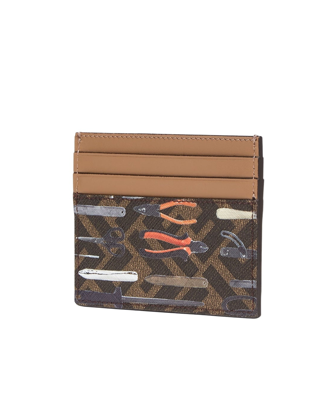 Fendi Ff Tool-print Leather Cardholder In Multicolor