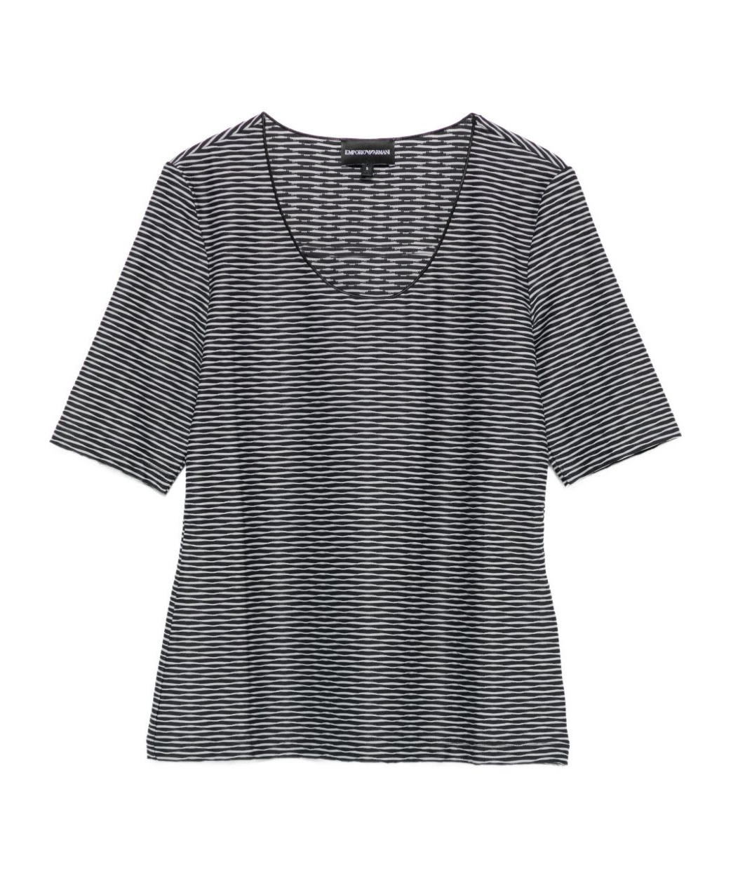 Emporio Armani Striped Scoop Neck Sleeveless Top In Gray