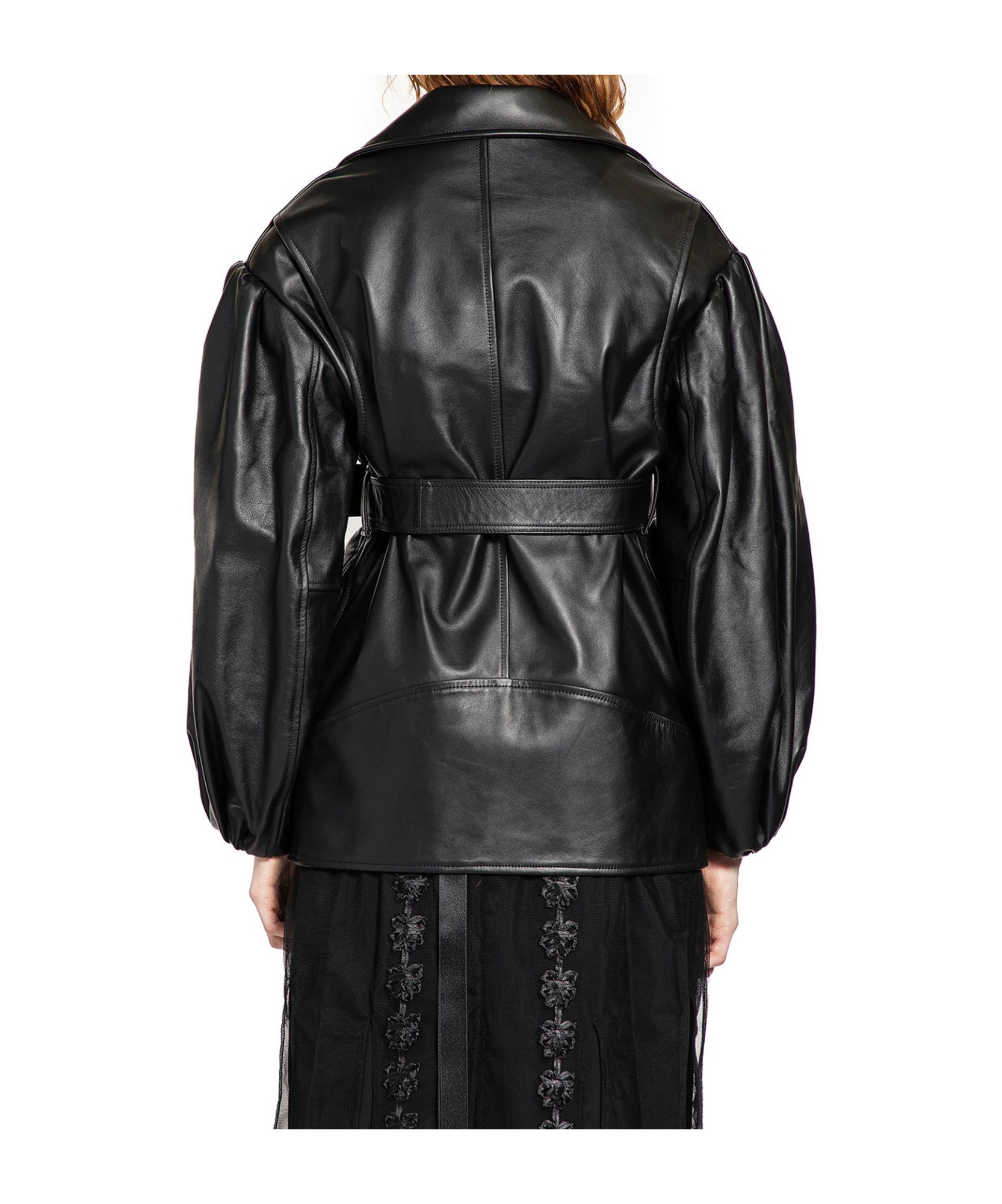 Simone Rocha Long Sleeve Leather Jacket In Black