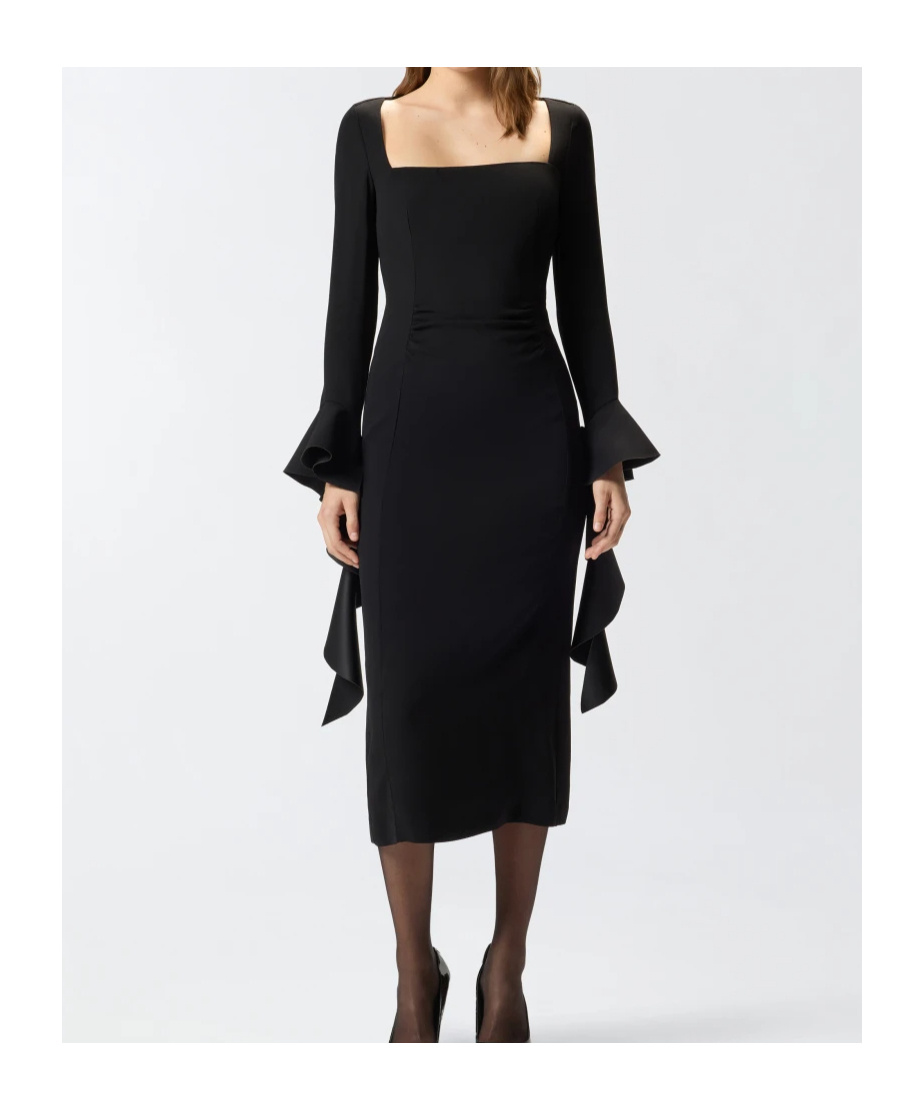 Pinko Formina Square-neck Midi Dress In Black