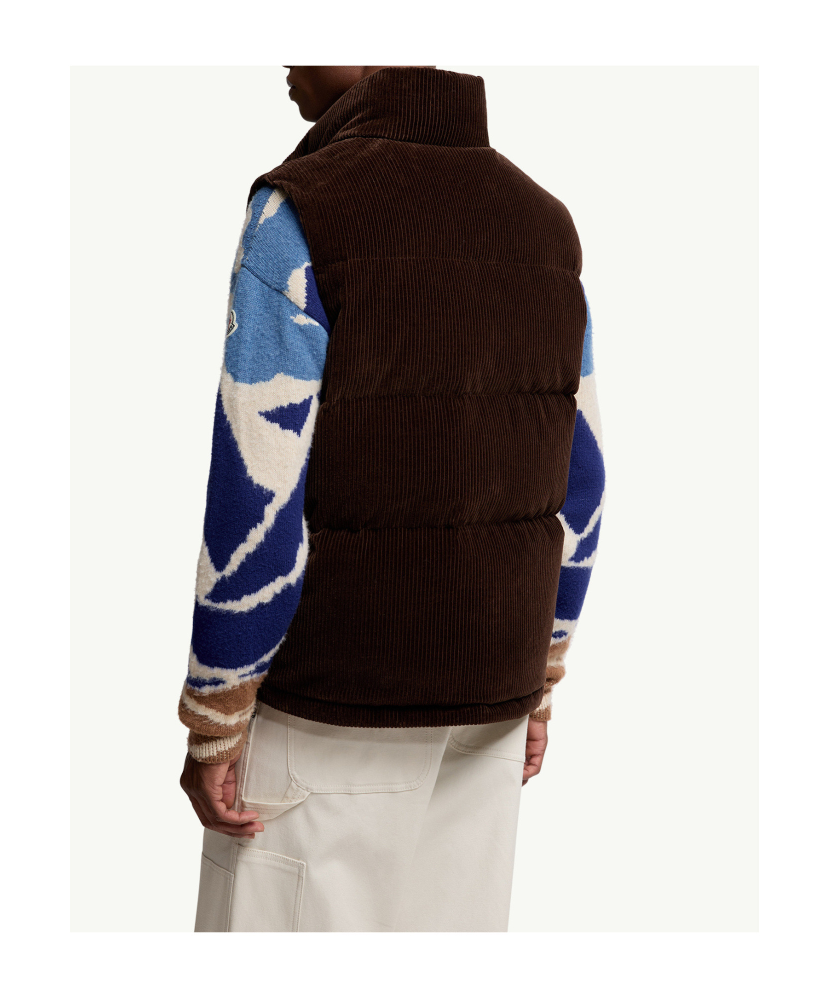 Moncler Mens Taupe Agen Sleeveless Corduroy Gilet In Brown