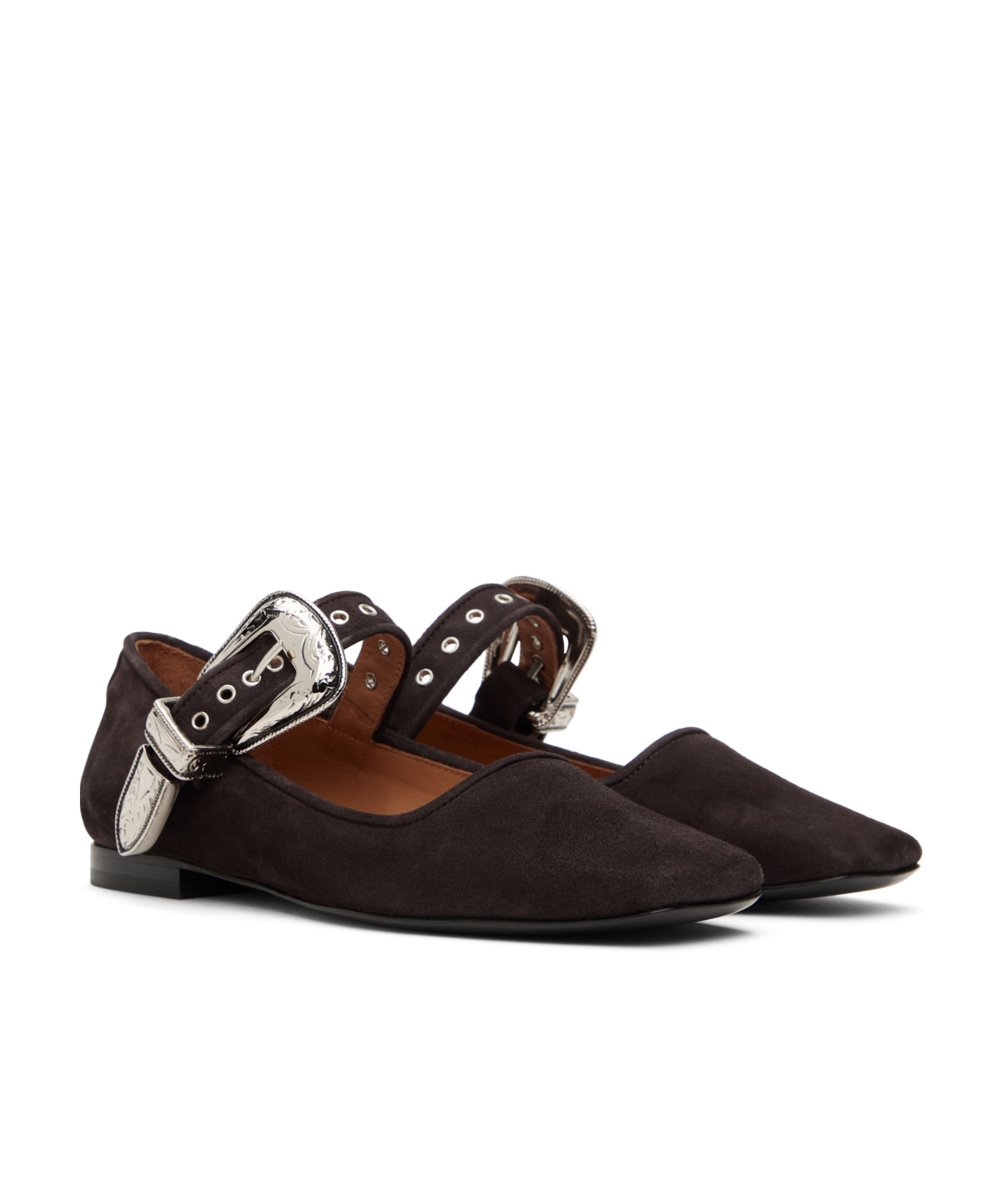 Toga Mary Jane Buttoned Ballet Flats In Black