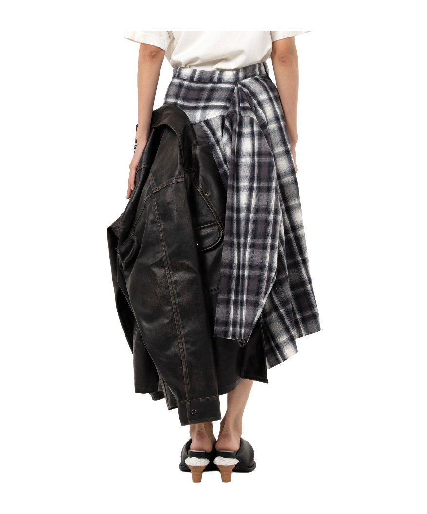 Miharayasuhiro Transform Coated Jacket Skirt In Black