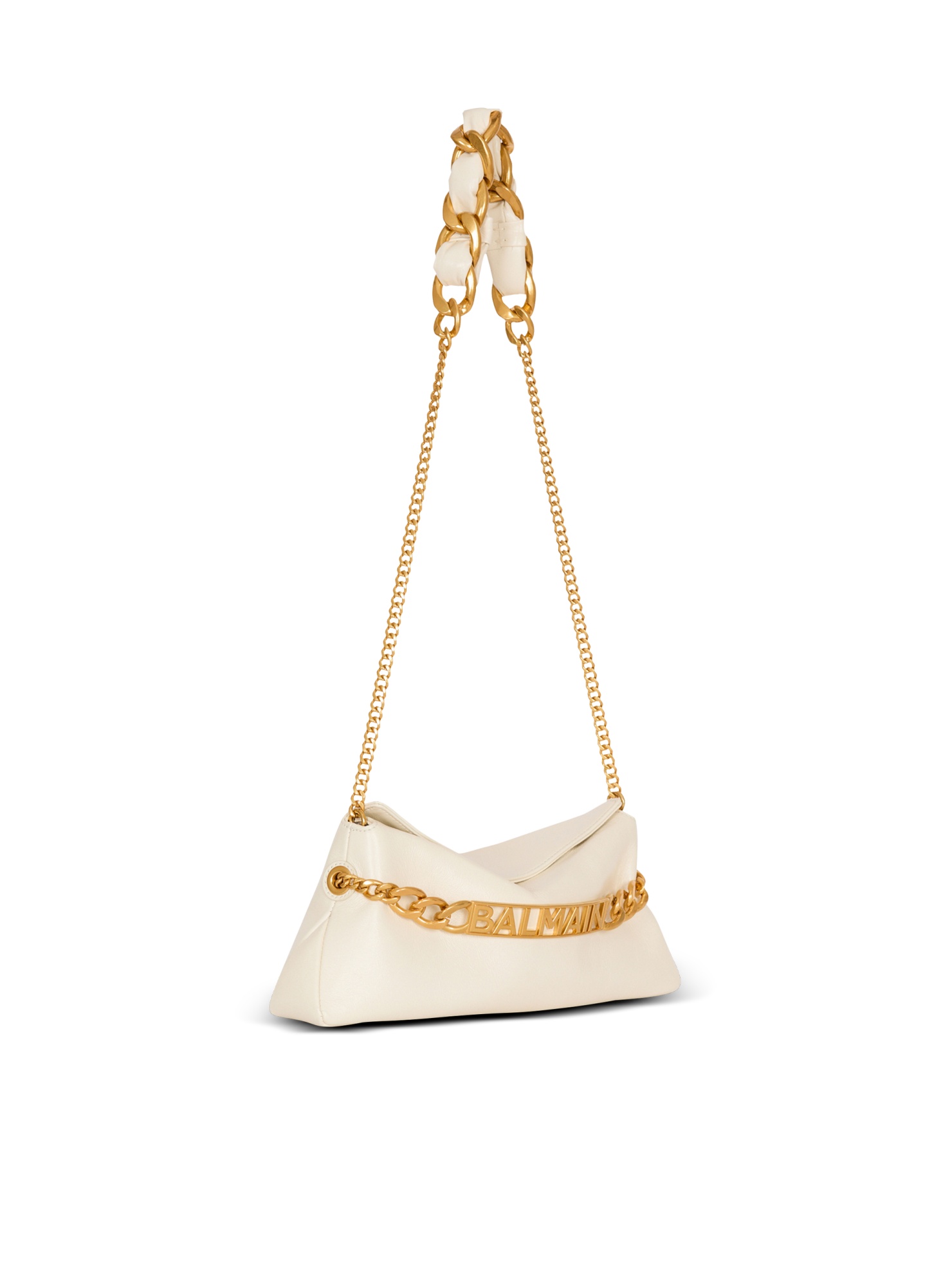 Balmain 1945 Soft Crinkled Leather Clutch In Brown