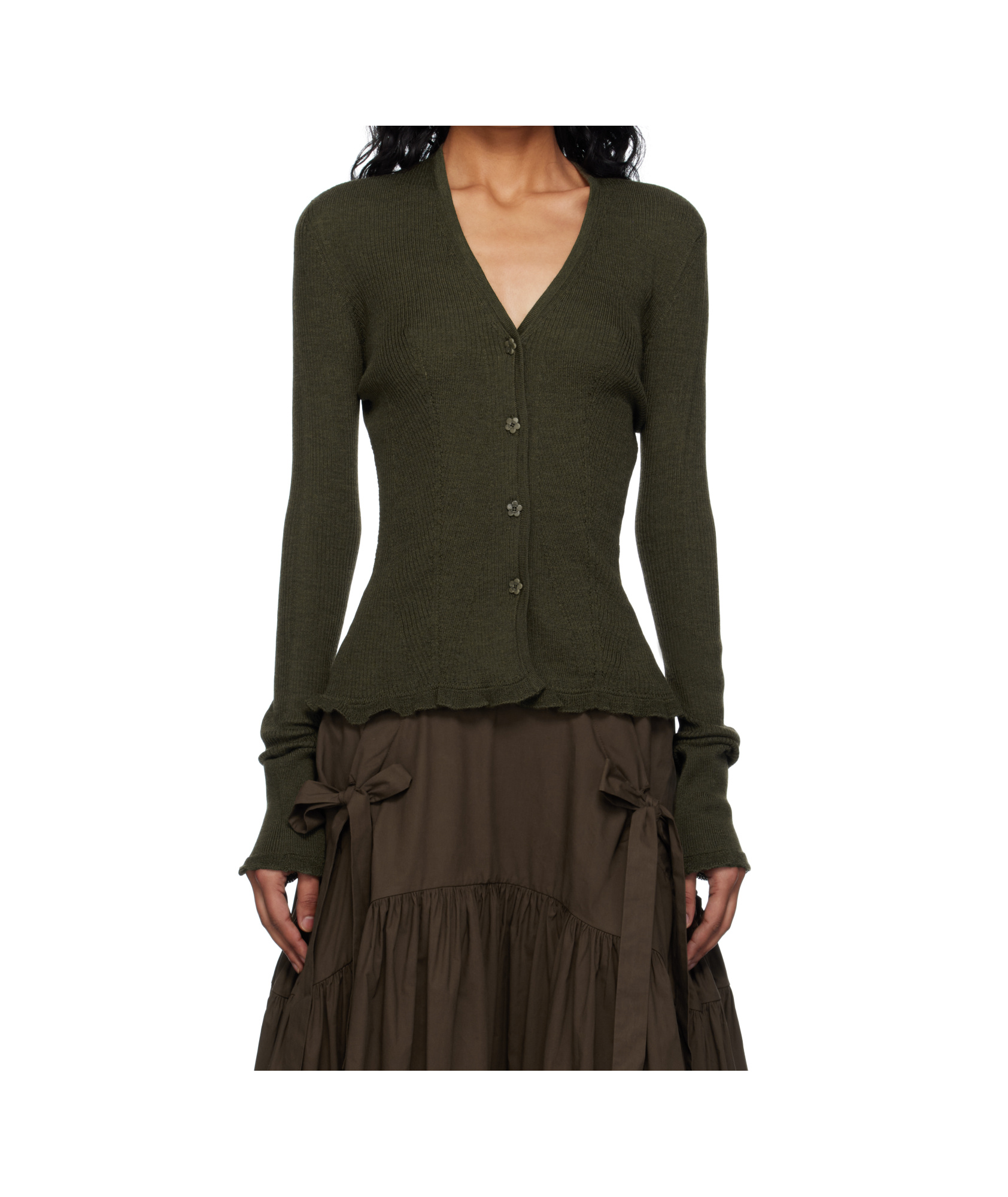 Cecilie Bahnsen Khaki Bessie Cardigan In Black