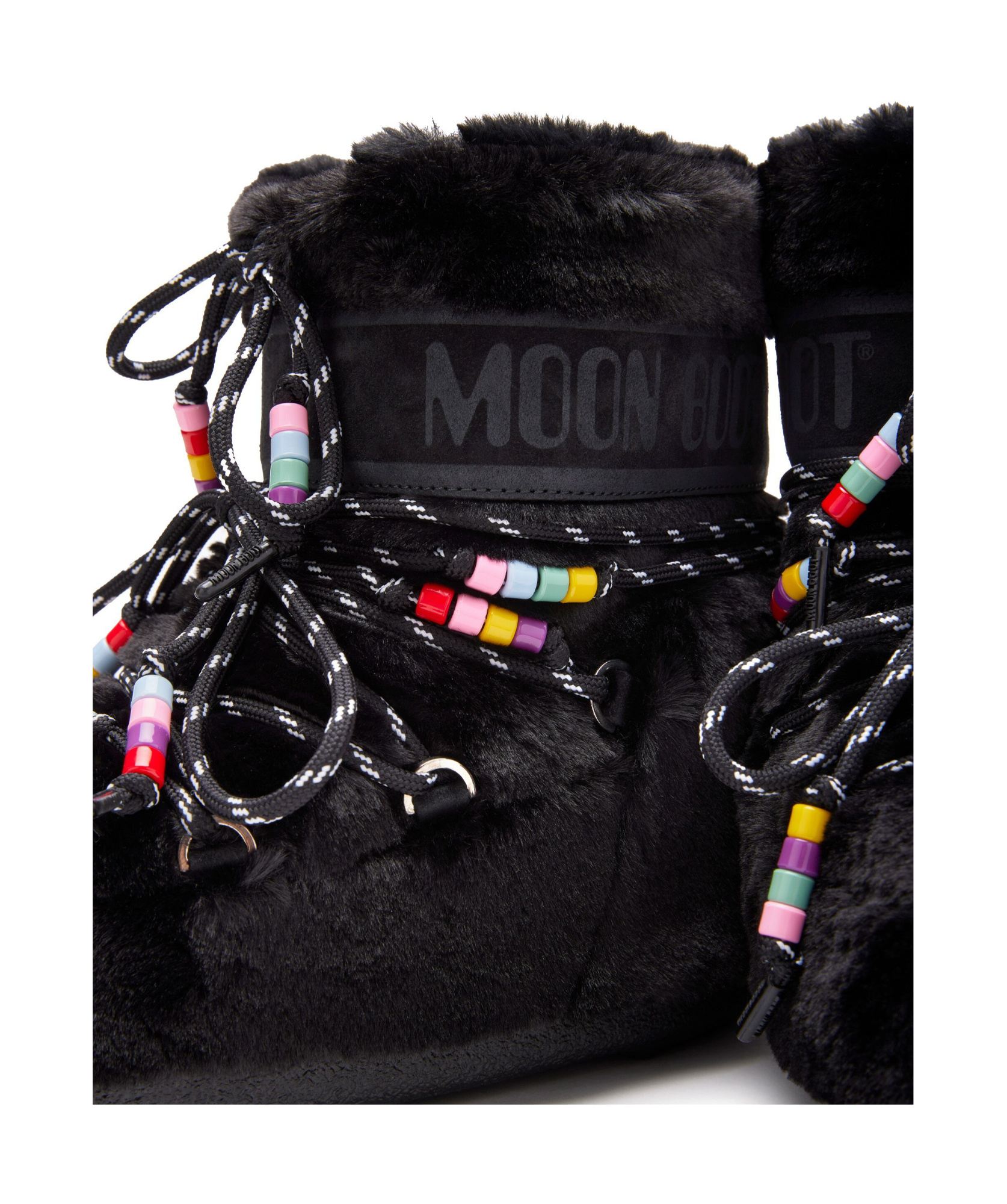 Moon Boot Icon Low Faux Fur Beads Lab69 In Black