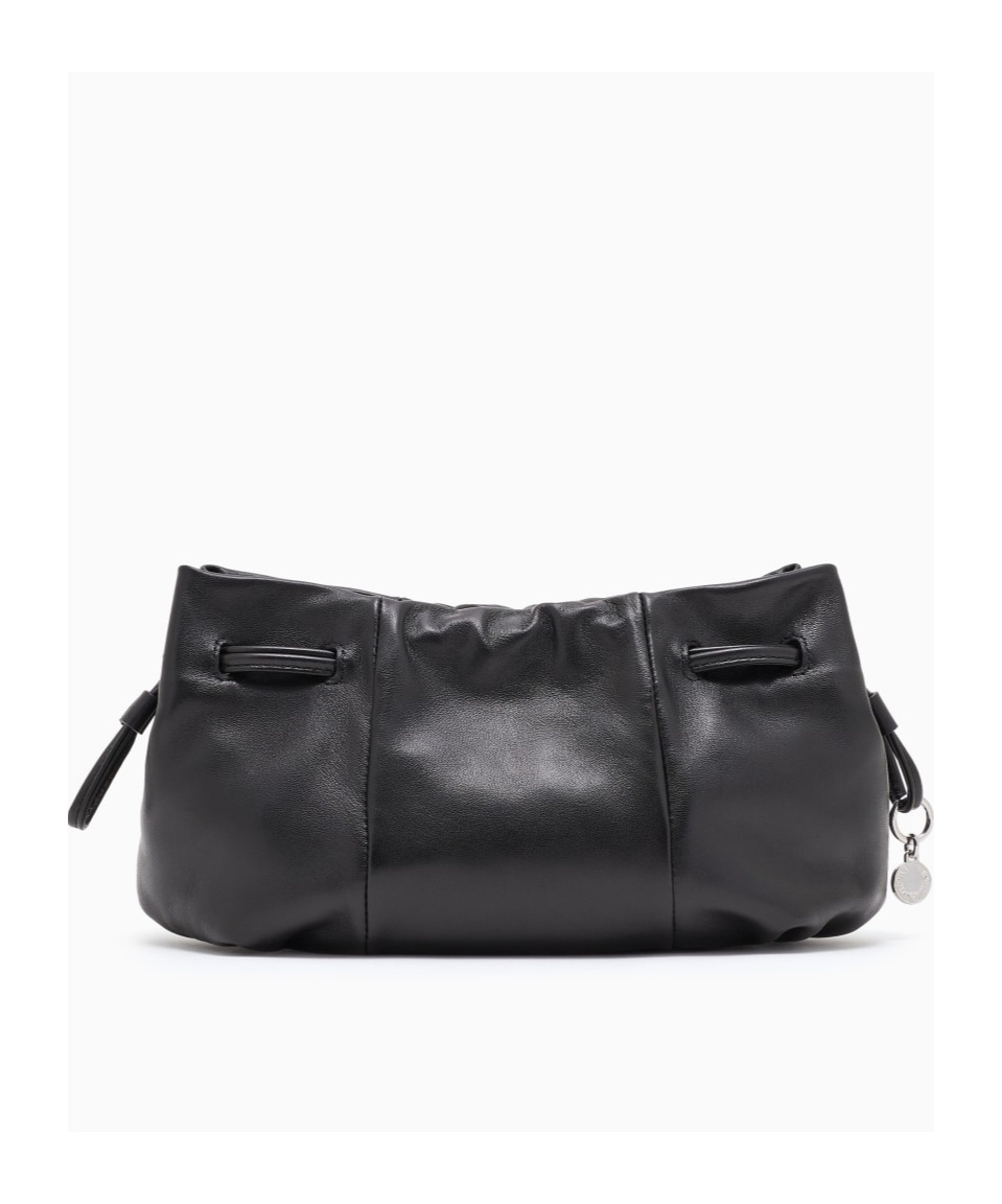 Emporio Armani Small Shoulder Bag With Nappa-leather Drawstring In Black