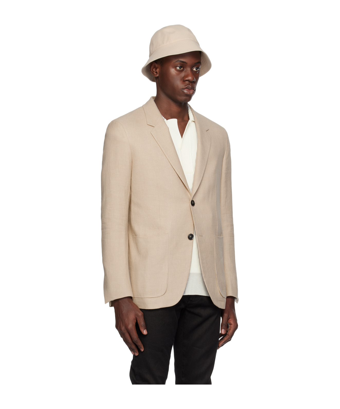 Zegna Flattened Collar Suit Jacket In Nude