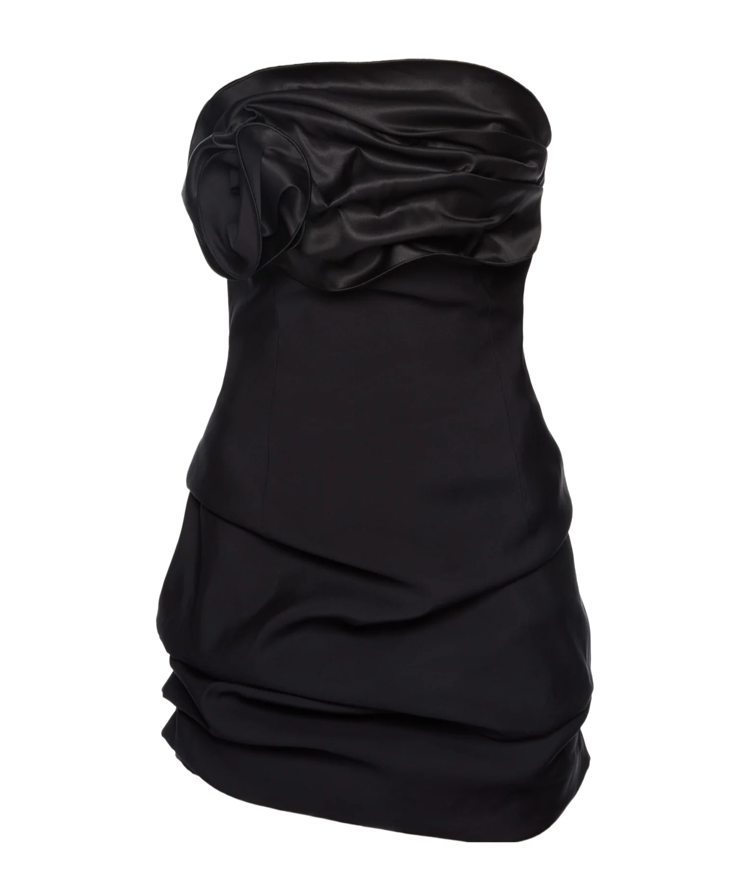 Magda Butrym Off-the-shoulder Black Mini Dress With Floral Accent In Black