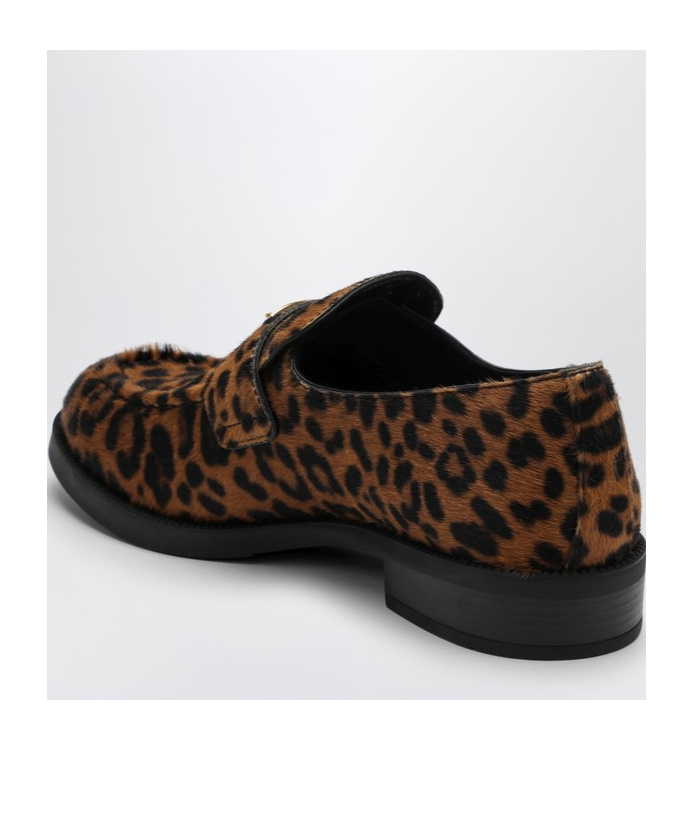 Prada Pony-effect Leather Leopard Moccasin In Black