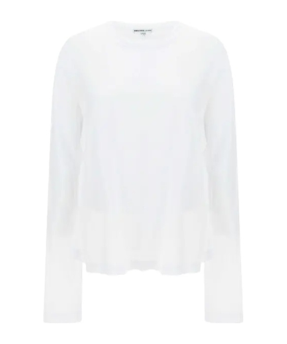 James Perse Crepe Jersey Oversized Long Sleeve Crew In White