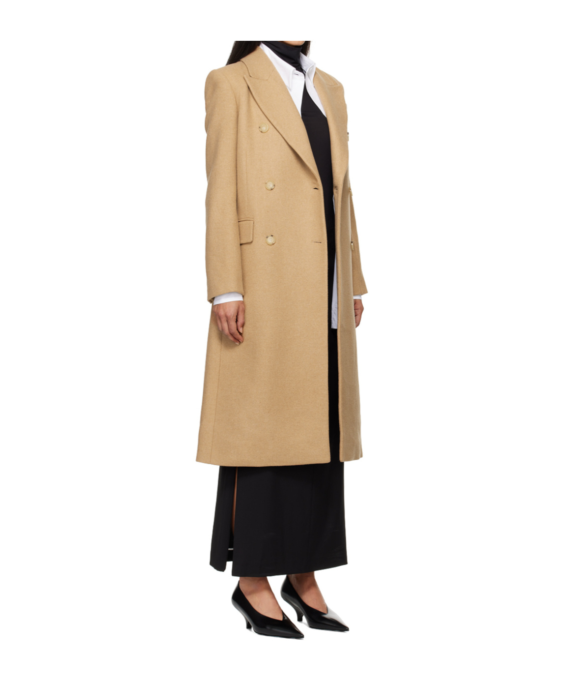 Hugo Boss Beige Long-length Twill Coat In Nude