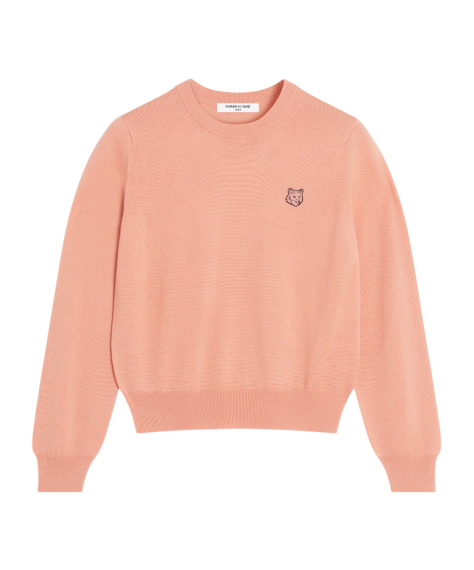 Maison Kitsuné Bold Fox Head Patch Regular Jumper In Pink