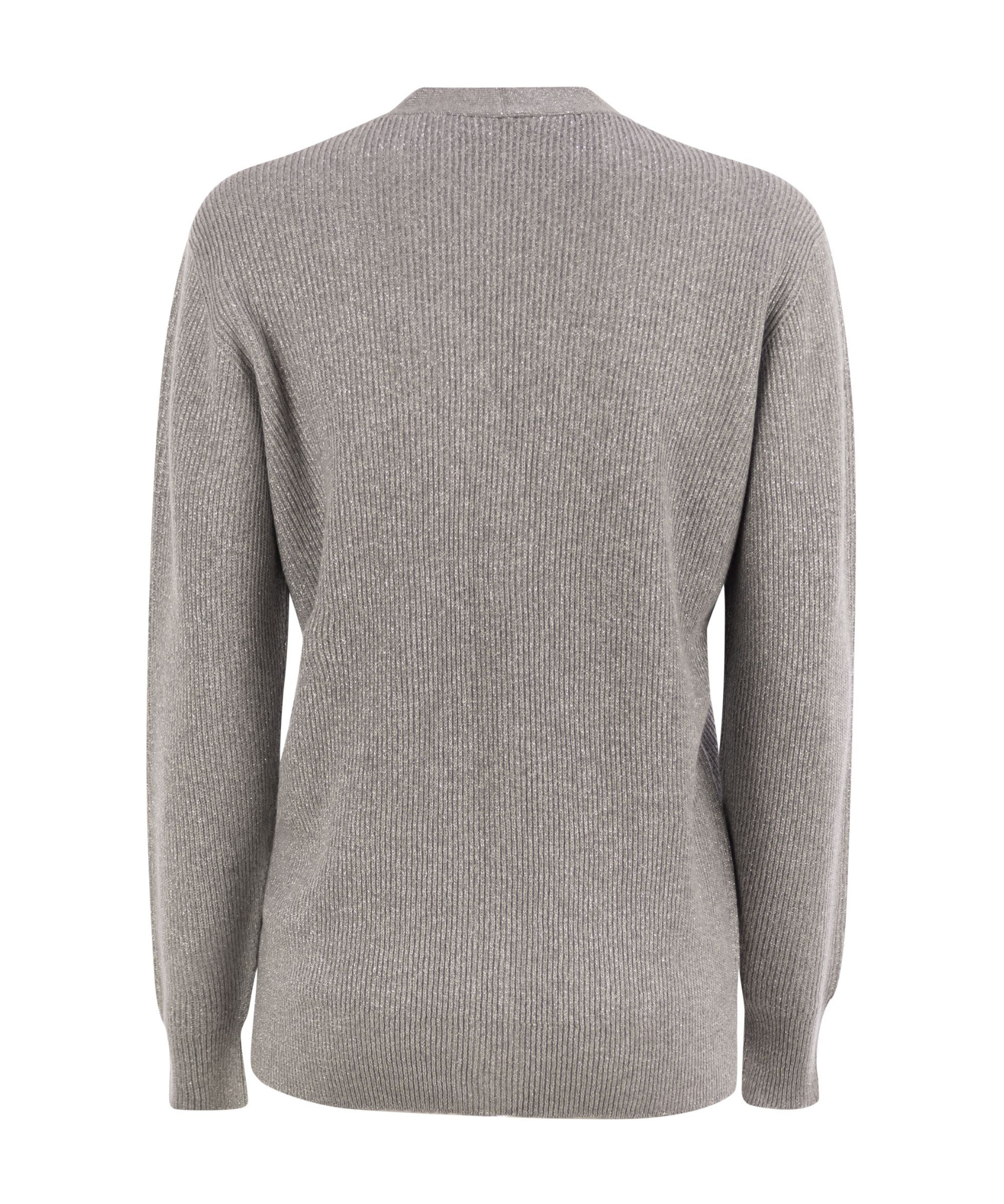 Fabiana Filippi English Ribbed Cardigan In Gray