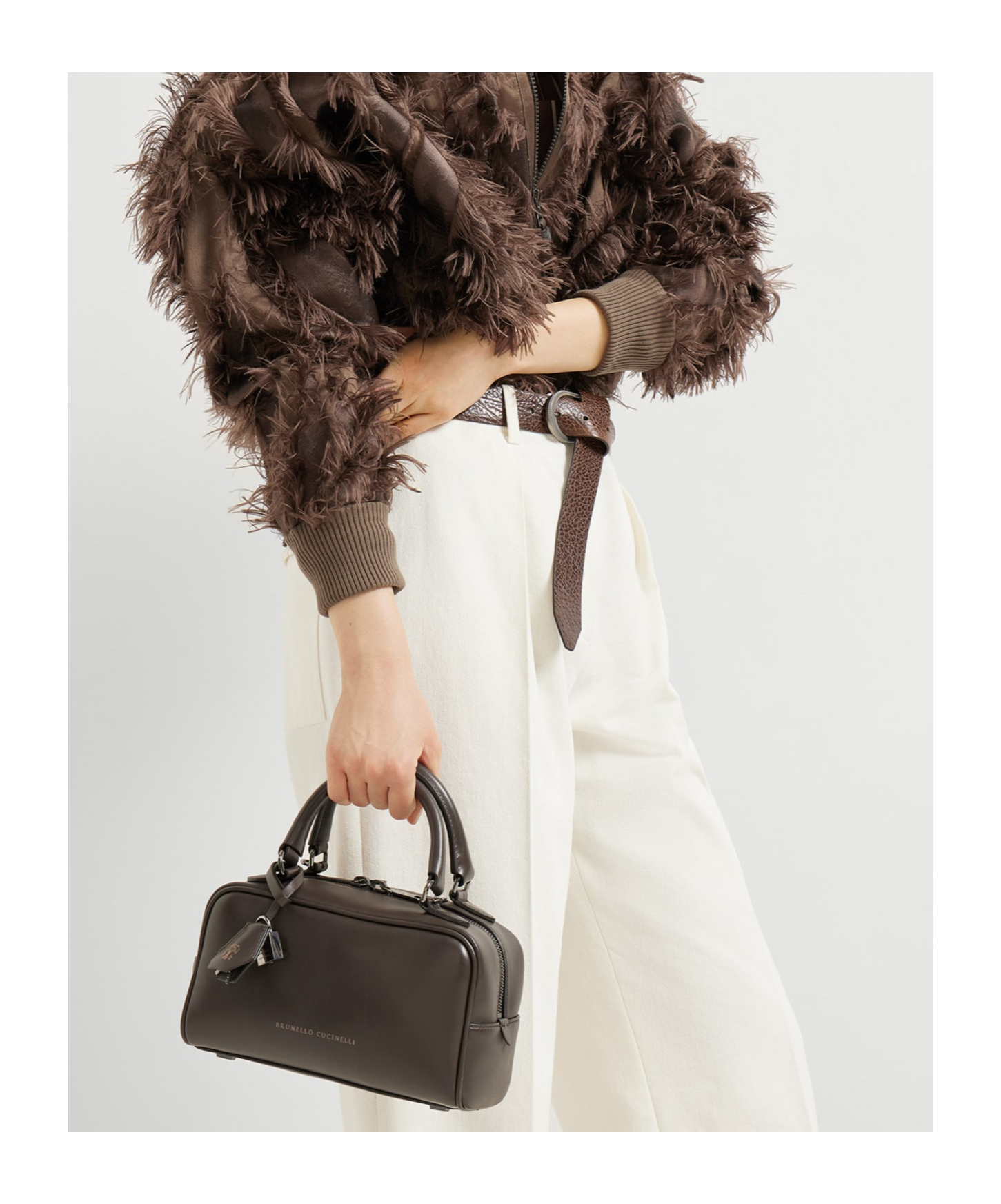 Brunello Cucinelli Boston Explorer Top-handle Padlock Bag In Black