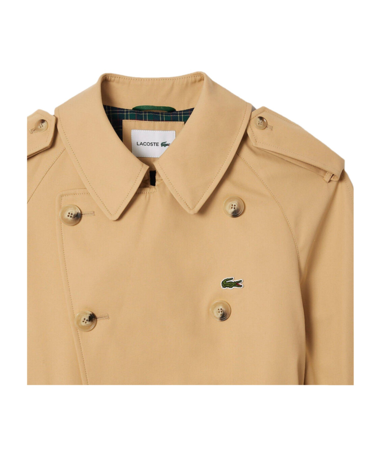 Lacoste Versatile  Comfortable Khaki Double-breasted Trench Coat In Nude