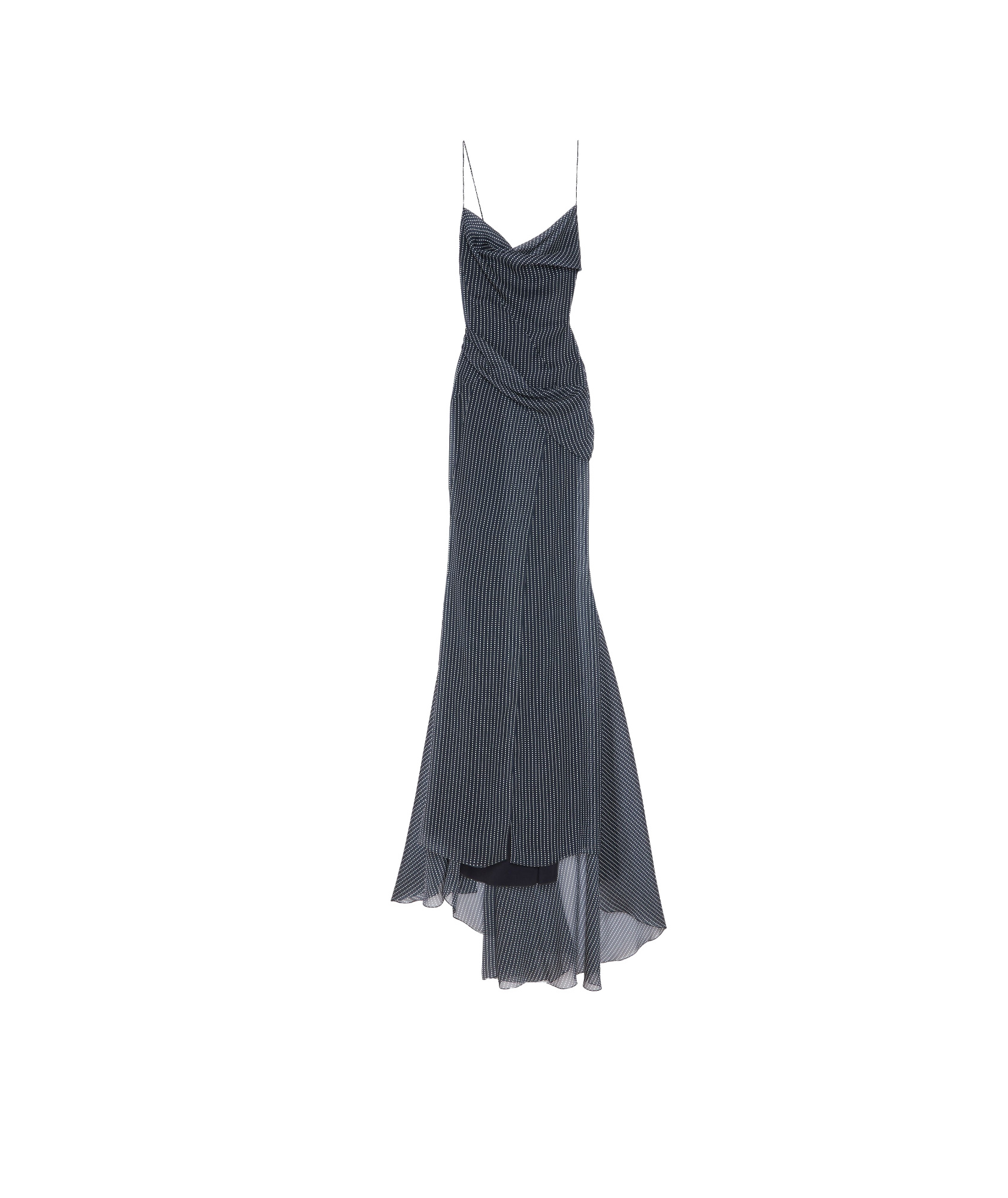 Givenchy Draped Polka Dots Dress In Silk Chiffon In Blue