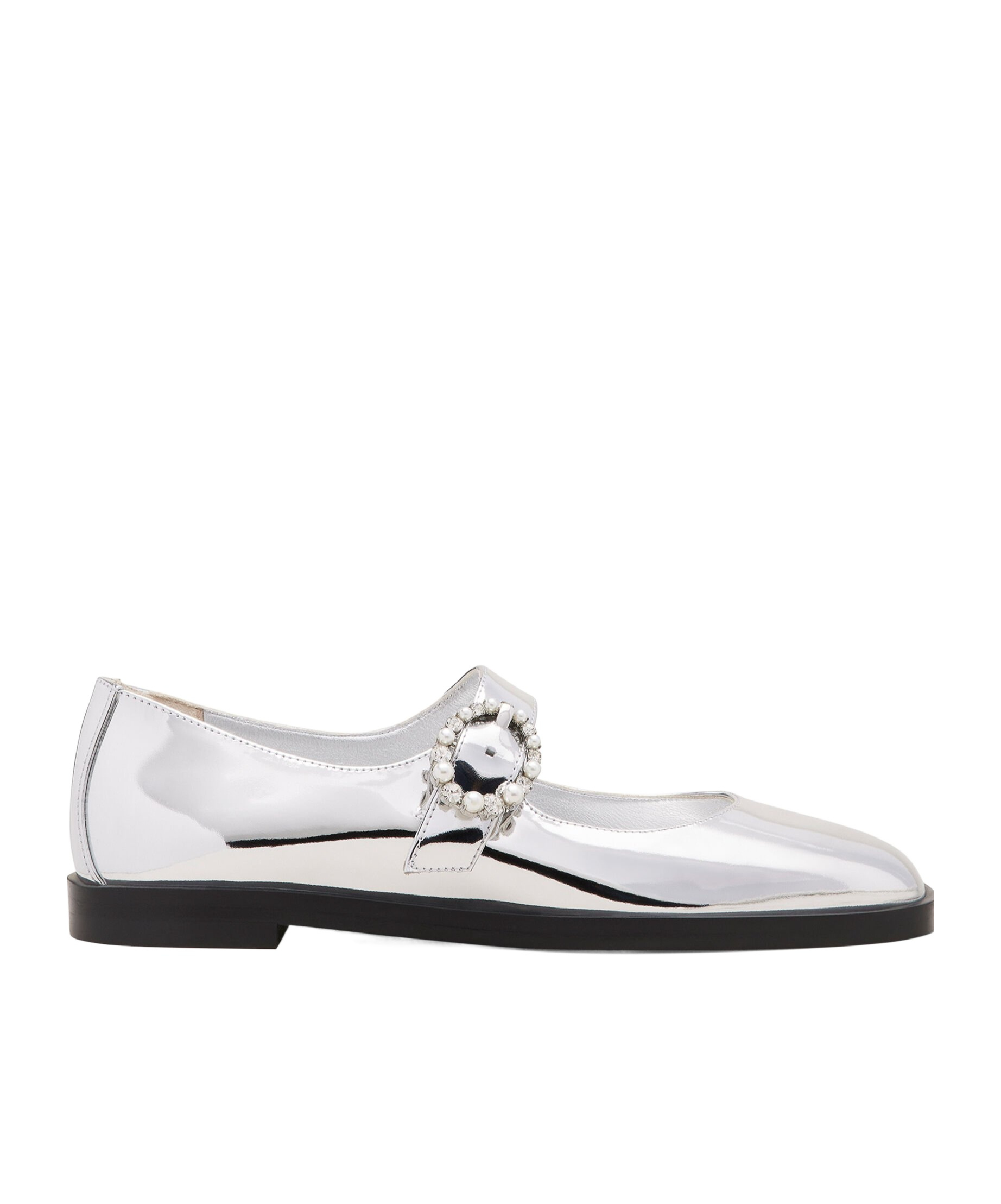 Stuart Weitzman Lorelei Crystal Mary Jane Flats In White