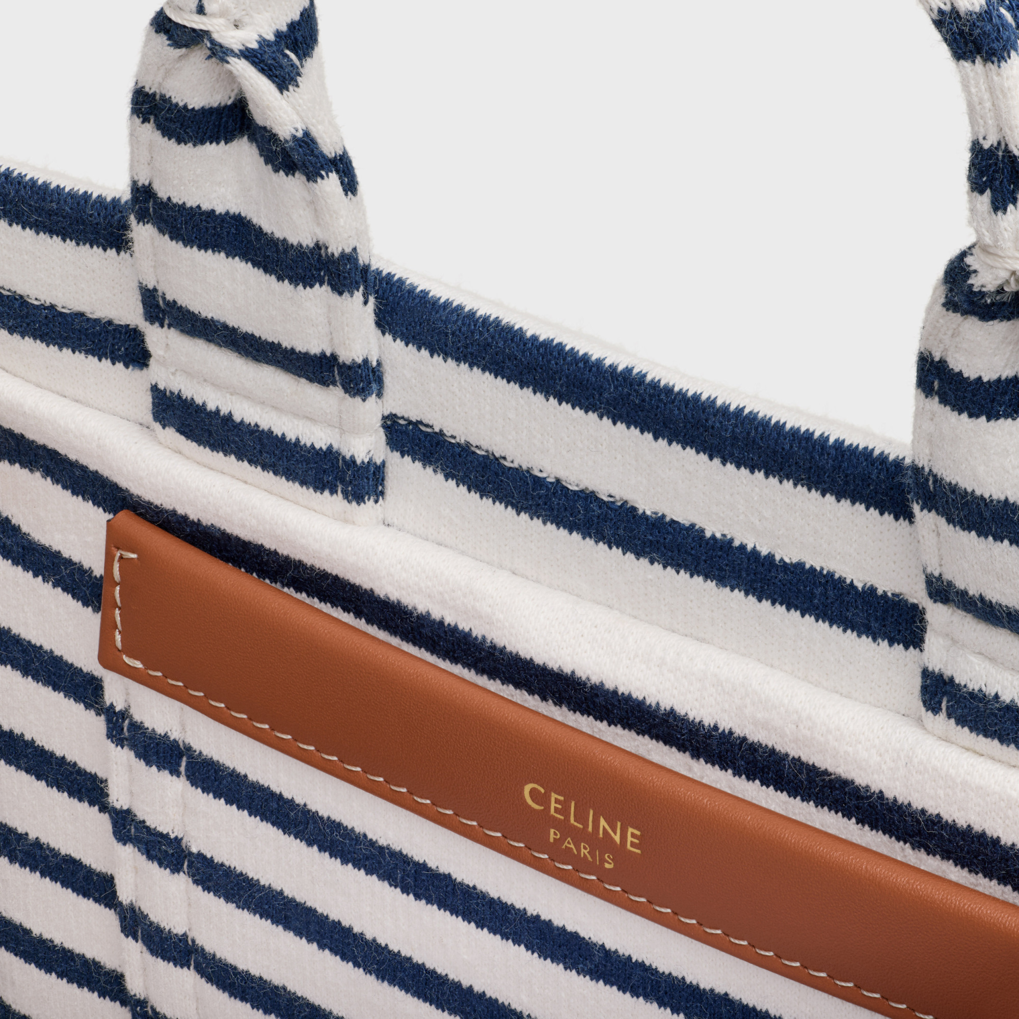 Celine Mini Cabas Shoulder Bag In Navy Blue/tan
