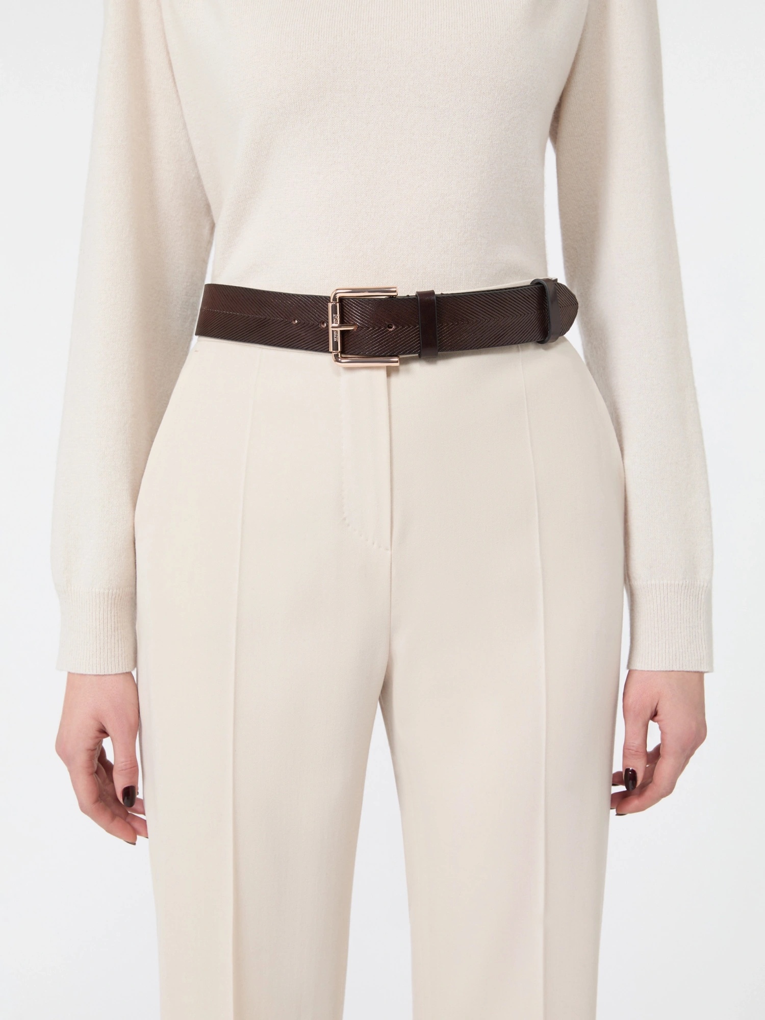 Max Mara Double Ring Belt In Dark Brown