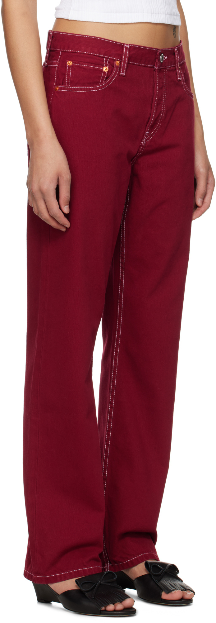 Re/done The Standard Jeans Currant In Red