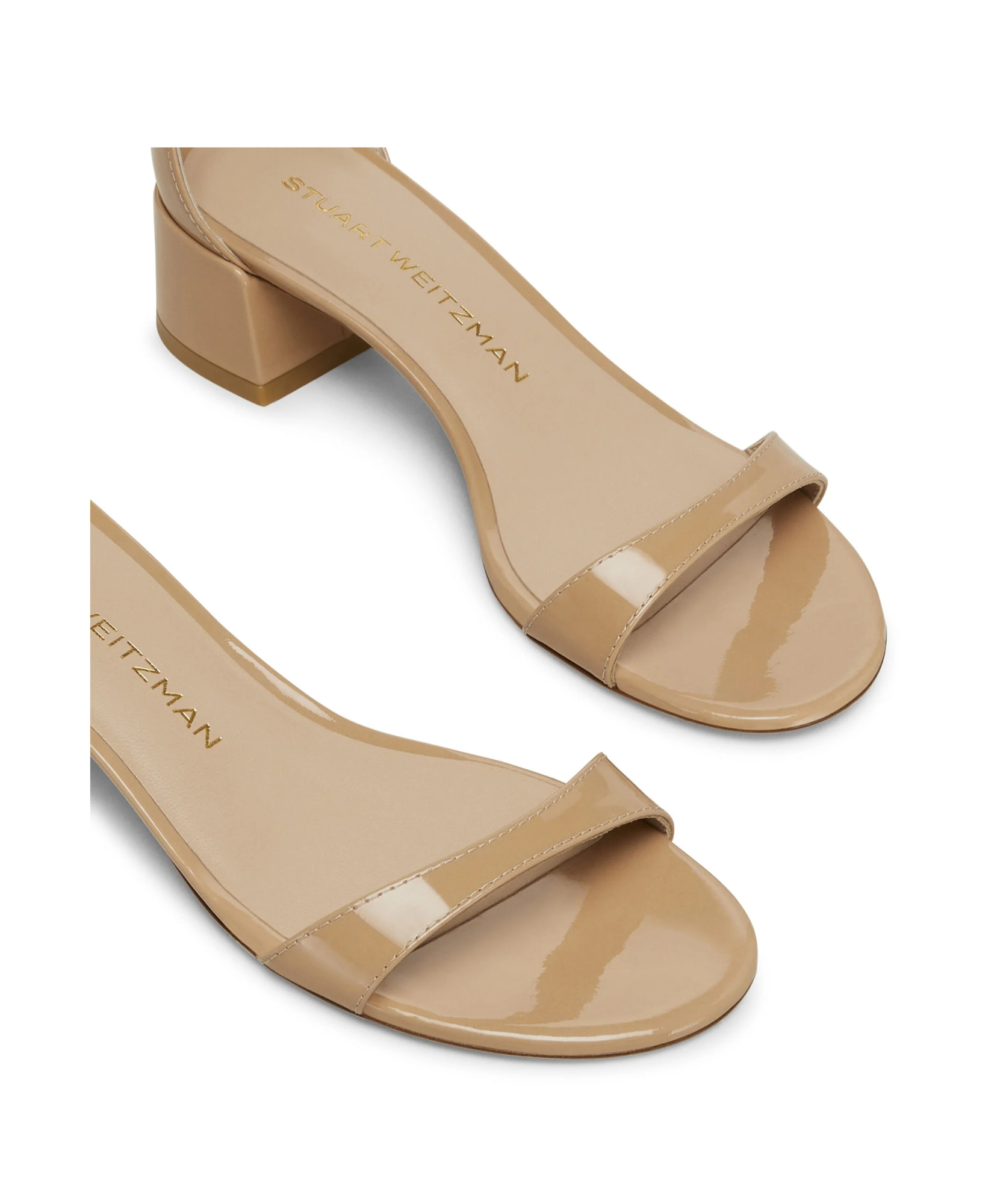 Stuart Weitzman Nudist Patent Ankle-strap Sandals