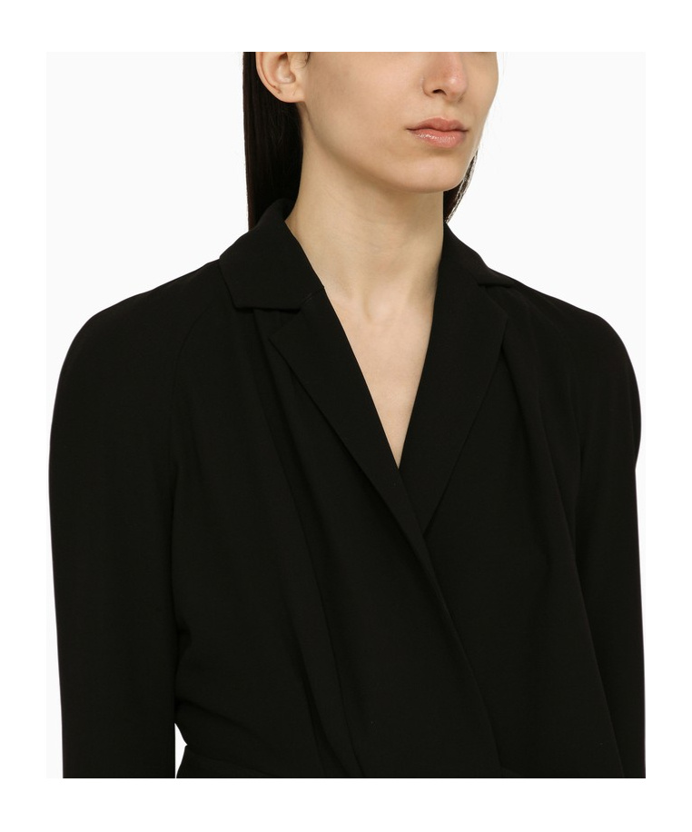 Dries Van Noten Draped Detail Wool Blend Dress In Black