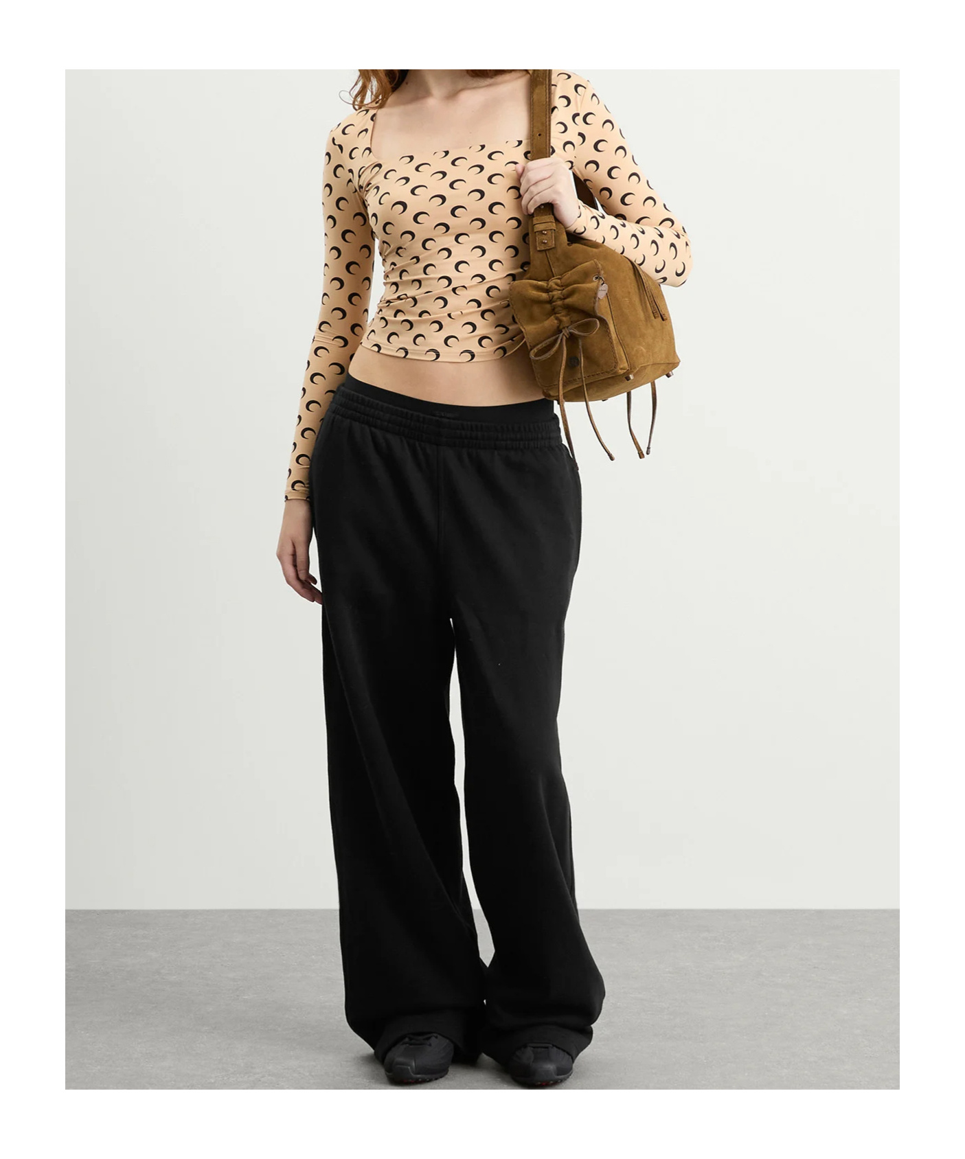 Marine Serre Moon Printed Jersey Ls Squareneck Top In Multi