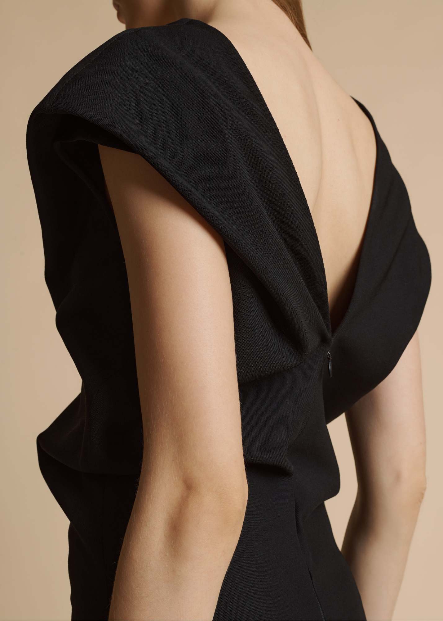 Khaite Ima Wool-blend Grain De Poudre Maxi Dress In Black